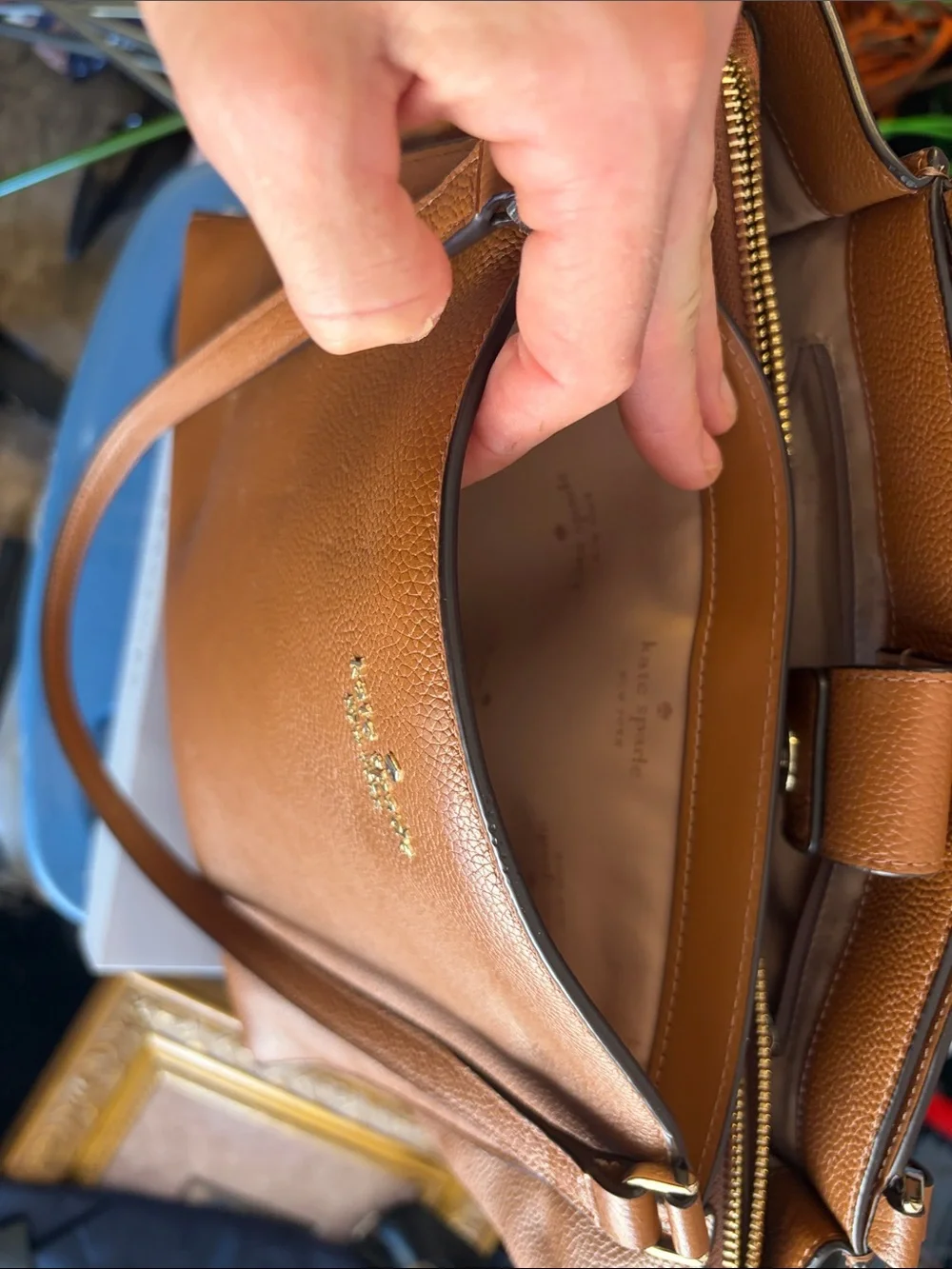kate spade Tan Pebbled Leather Shoulder Tote